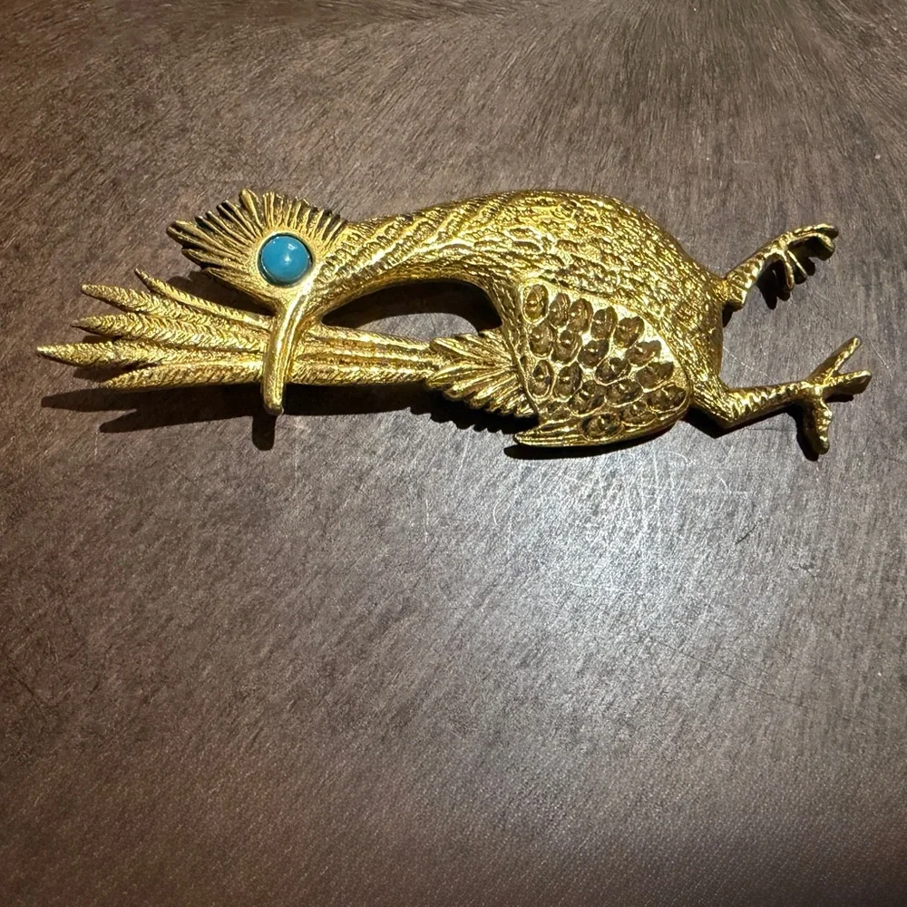 Vintage Roadrunner Brooch J Ritter Signed Bird Pin - Picture 12 of 12